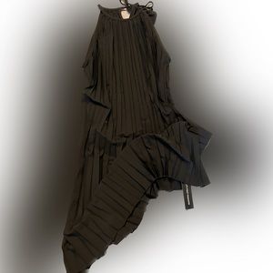 Black pleated halter dress